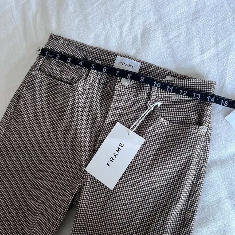 FRAME Le Crop‎ Flare Houndstooth Pants Brown Career Casual Size 28 NWT - DEFECT - Picture 9 of 11